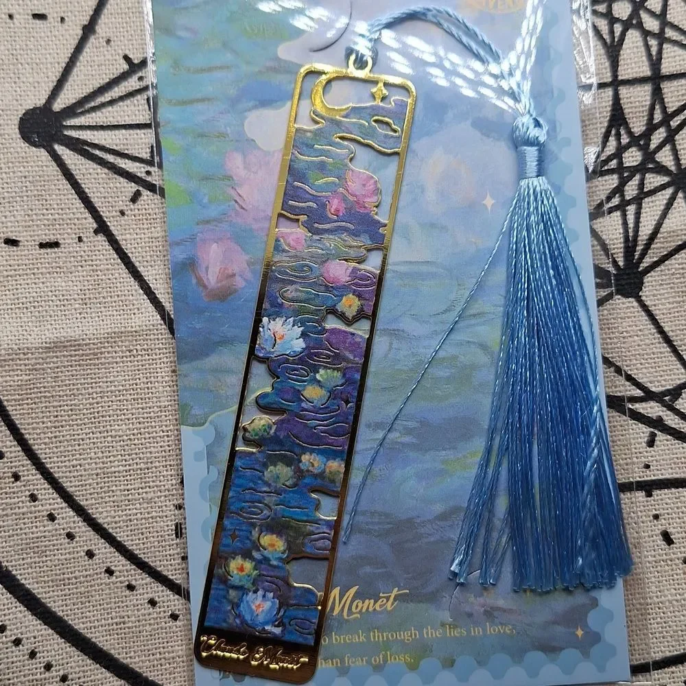 Monet Artistic Bookmark with Light Blue Tassel